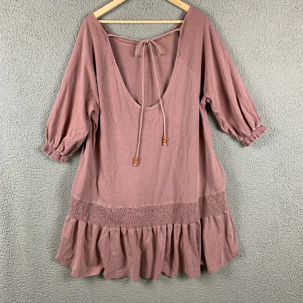 Free‎ People Beach Dress Small Swim Cover Up Oversized Slouchy Pink